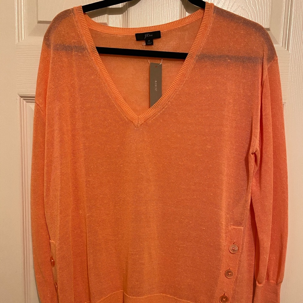 Coral linen JCrew sweater